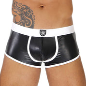 TOF Paris, made in France, Fetish wear, Party wear, bottomless, jockstrap, no bum boxer black and white Sexy look for underwear party's