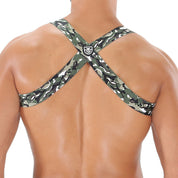 TOF Paris Party Boy Elastic Harness Camo. Made in France. party wear, fetish wear green