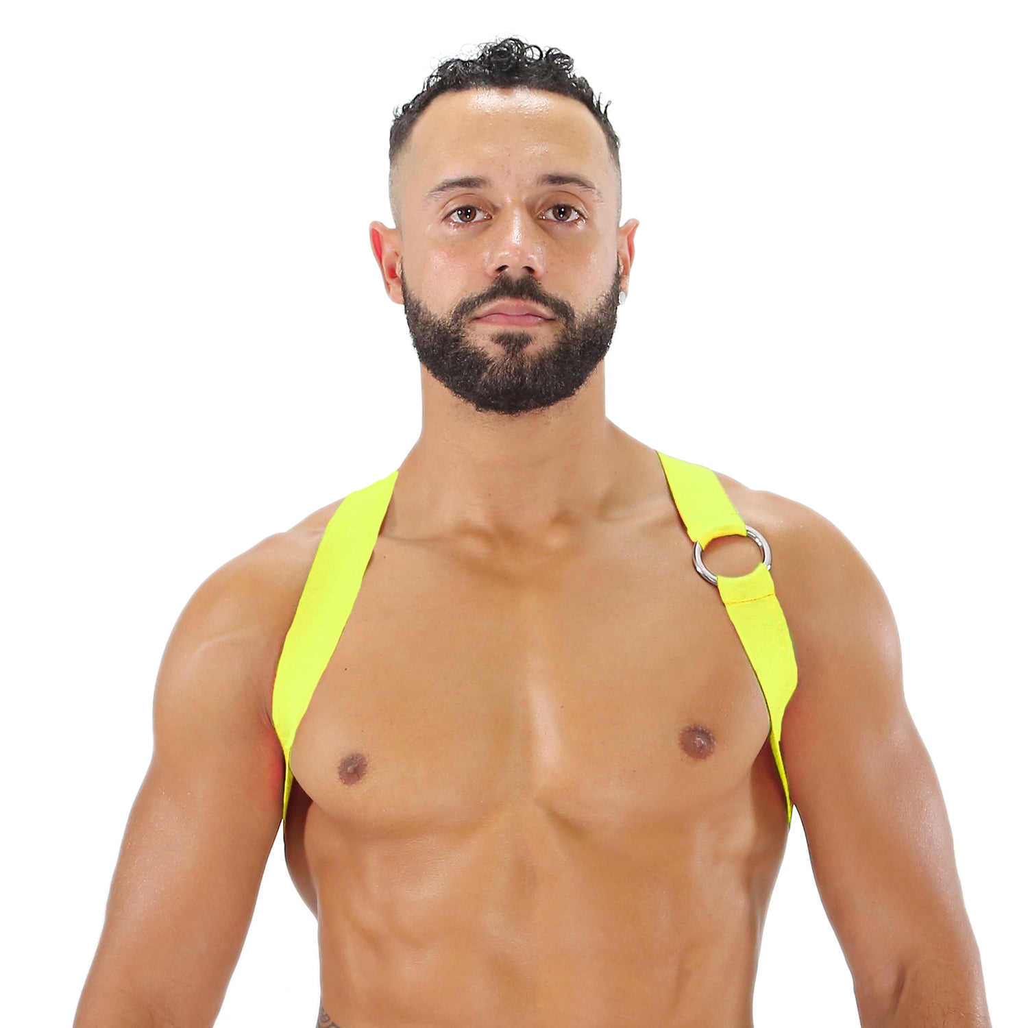 TOF Paris Party Boy Elastic Harness Neon. Made in France. party wear, fetish wear. yello