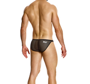 Modus Vivendi Striped  Low Cut Brief. Made in Greece. Mens ultra low cut brief. underwear party. black