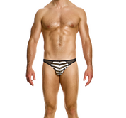 Modus Vivendi Striped  Low Cut Brief. Made in Greece. Mens ultra low cut brief. underwear party. black