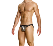 Modus Vivendi Striped  Low Cut Brief. Made in Greece. Mens ultra low cut brief. underwear party. black