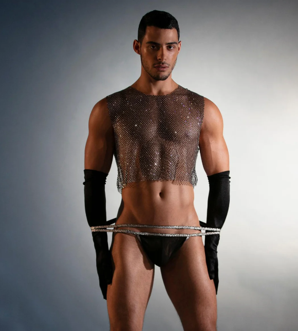 Modus Vivendi Seductive Thong Made in Greece. Mens Thong. Party wear, Sliver and black