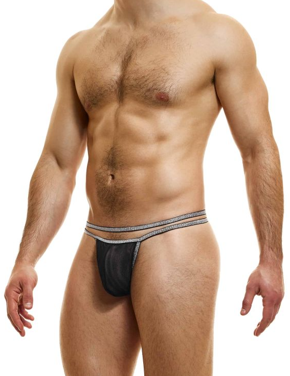 Modus Vivendi Seductive Thong Made in Greece. Mens Thong. Party wear, Sliver and black