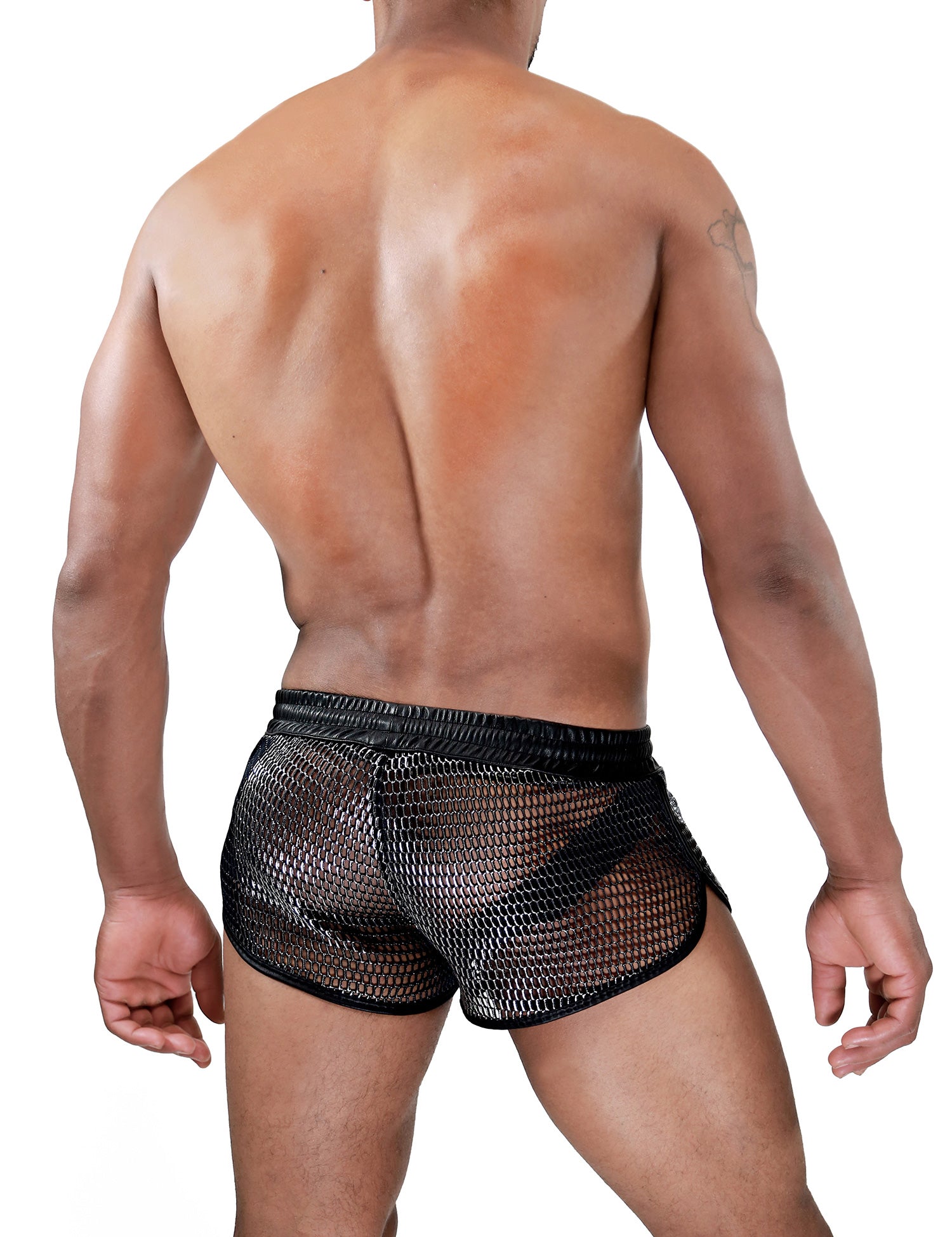 TOF Paris Roman Shorts. Made in France. Mesh. short shorts. party wear. gym gear workout wear. fetish wear. in built jockstrap