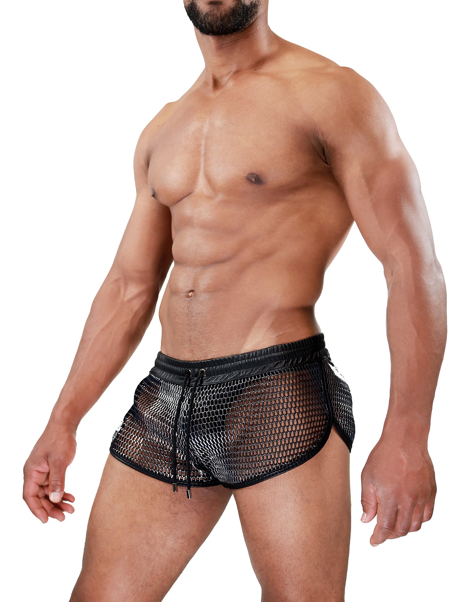 TOF Paris Roman Shorts. Made in France. Mesh. short shorts. party wear. gym gear workout wear. fetish wear.