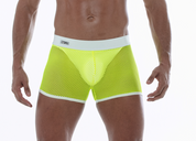 TOF Paris Neon Mesh shorts, Made in France. Shorts Mesh Neon. underwear party. Fetish, party wear. Neon Yellow