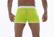 TOF Paris Neon Mesh shorts, Made in France. Shorts Mesh Neon. underwear party. Fetish, party wear. Neon Yellow