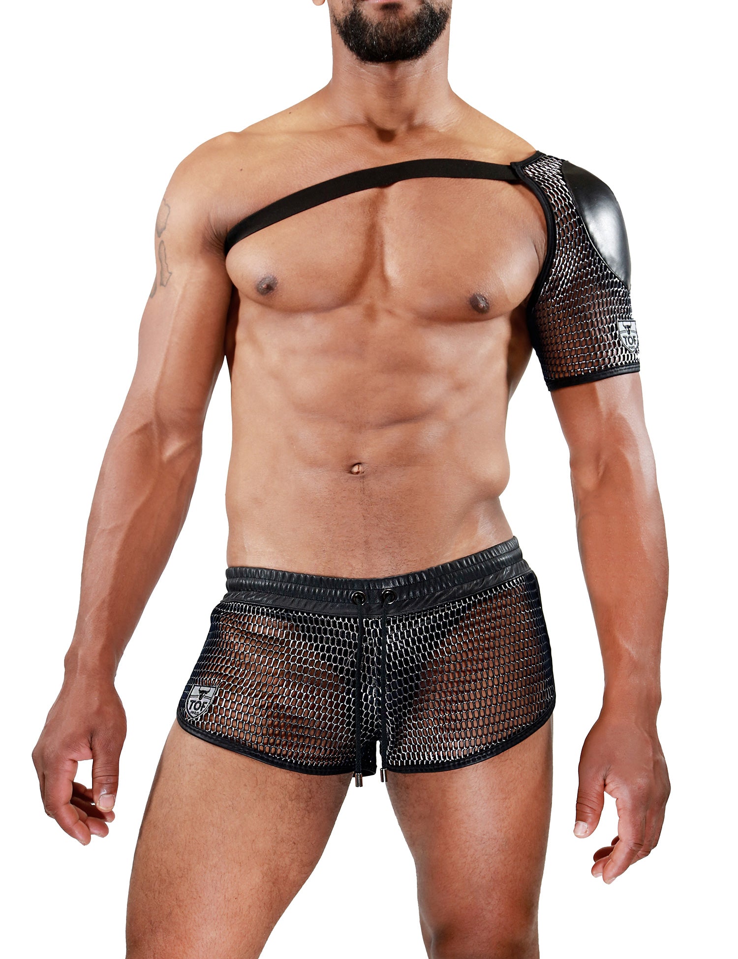 TOF Paris Roman Shoulder Harness. Made in France. Mesh. Cos Play. Fetish wear. Party wear. Pride wear