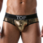 TOF Paris Star Brief Gold. Made in France. Party wear. Fetish wear gay pride. 