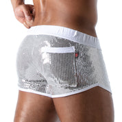 TOF Paris Star Mini Shorts Silver. Made in France. Party wear. Fetish wear gay pride. 