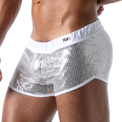 TOF Paris Star Mini Shorts Silver. Made in France. Party wear. Fetish wear gay pride. 