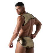 TOF Paris Star Pocket harness GOld. Made in France. Party wear. Fetish wear gay pride. wear with suspenders