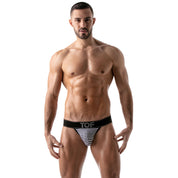 TOF Paris Stripes Push Up Jockstrap. Made in France. Party wear. Fetish wear gay pride. black