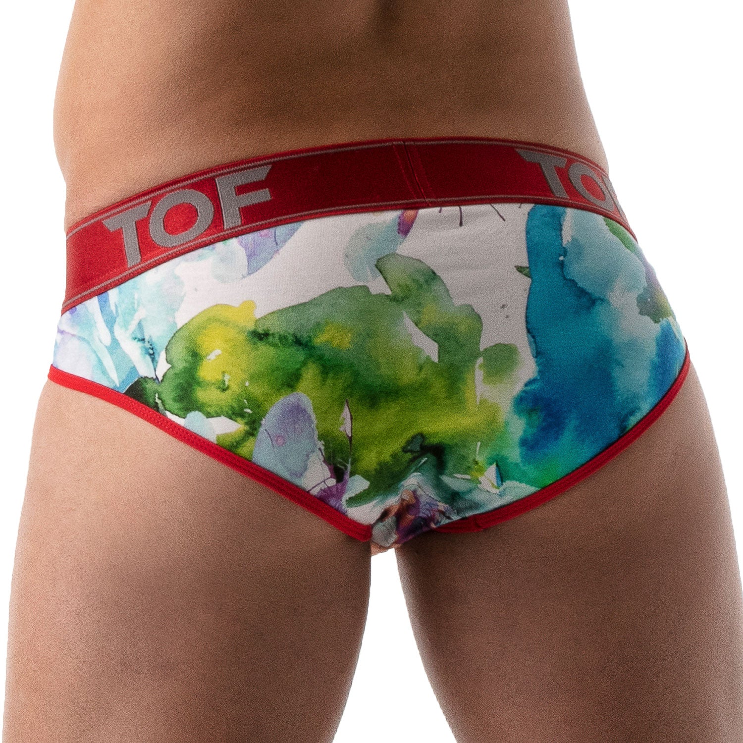 TOF Paris Tie Dye Push Up Brief. Made in France. Party wear. Fetish wear gay pride. red low cut