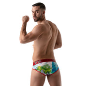 TOF Paris Tie Dye Push Up Brief. Made in France. Party wear. Fetish wear gay pride. red low cut