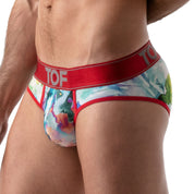 TOF Paris Tie Dye Push Up Brief. Made in France. Party wear. Fetish wear gay pride. red low cut