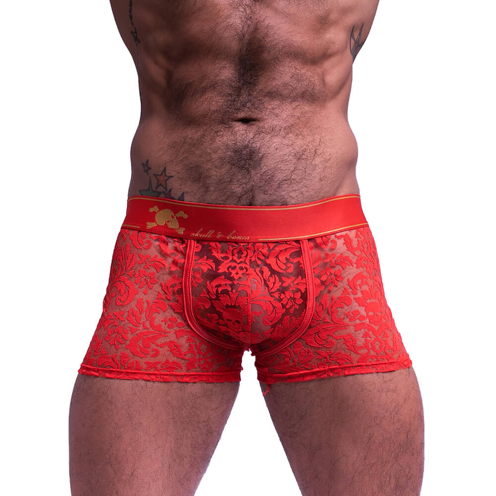 Skull & Bones Paisley Burnout Trunk Red