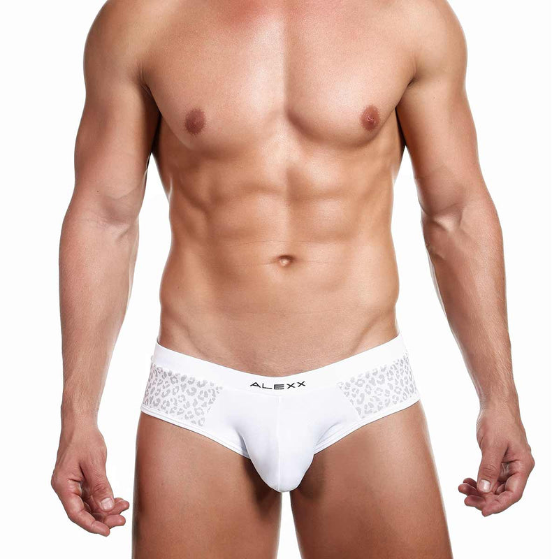 Alexx Underwear Attachment Leopard Brief Print White