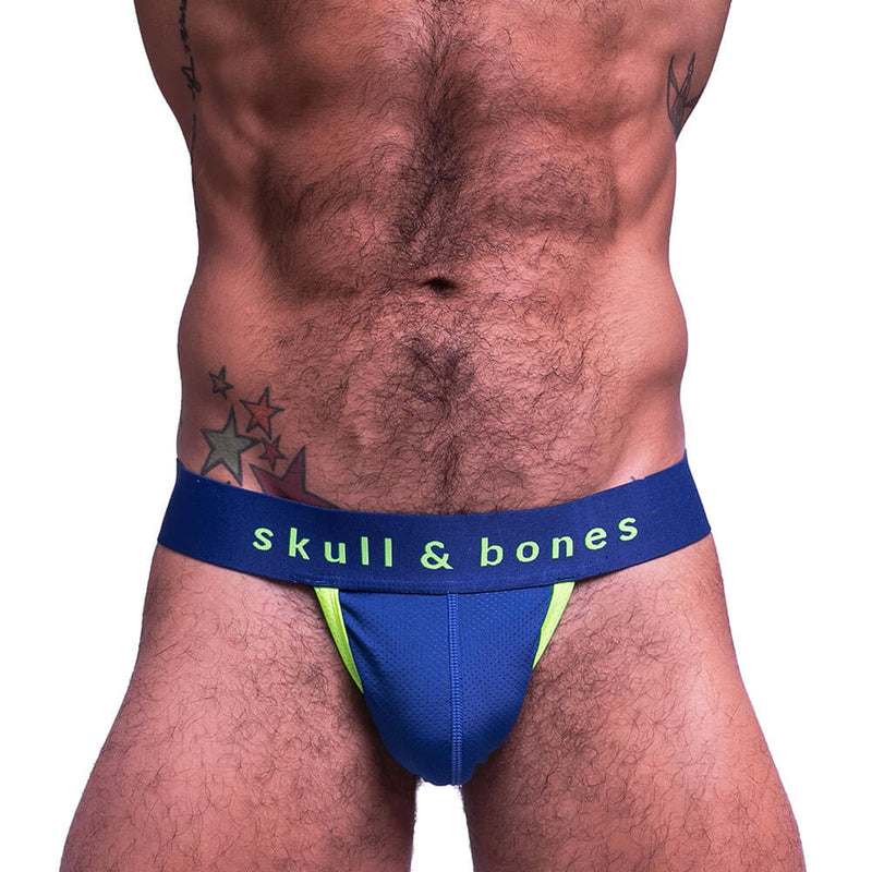 Skull & Bones Sport Mesh Thong Navy Neon Green