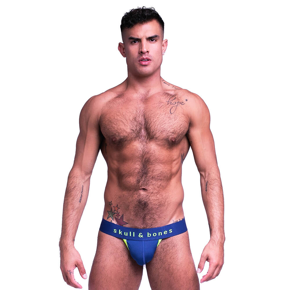 Skull & Bones Sport Mesh Thong Navy Neon Green