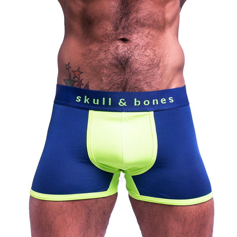 Skull & Bones Sport Mesh Trunk Navy Neon Green